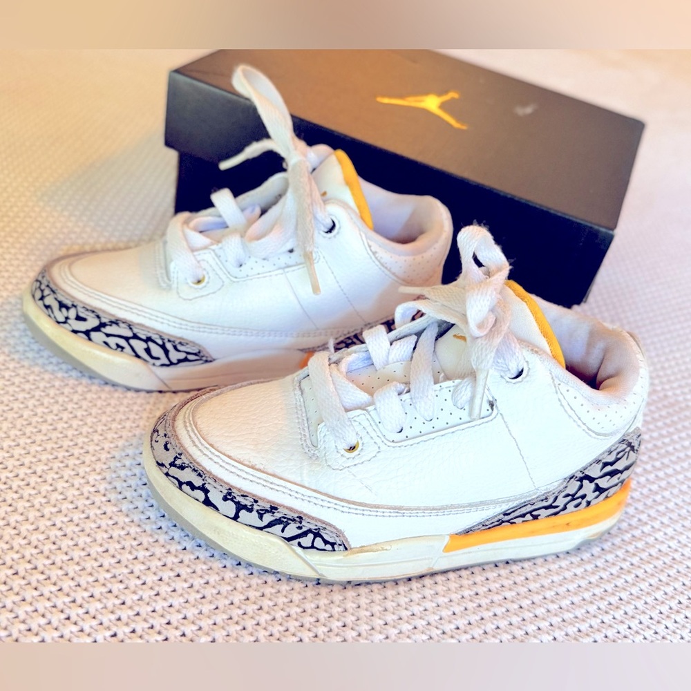 JORDAN 3 Retro Laser Orange White Yellow Kids Toddler Sneakers Shoes